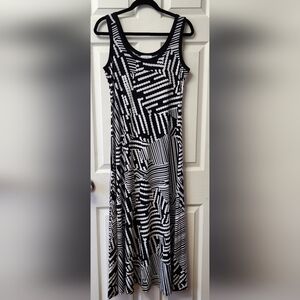 Calvin Klein Black/Wh.Abstract Maxi Dress,Size M,A-line,Lots of walking movement